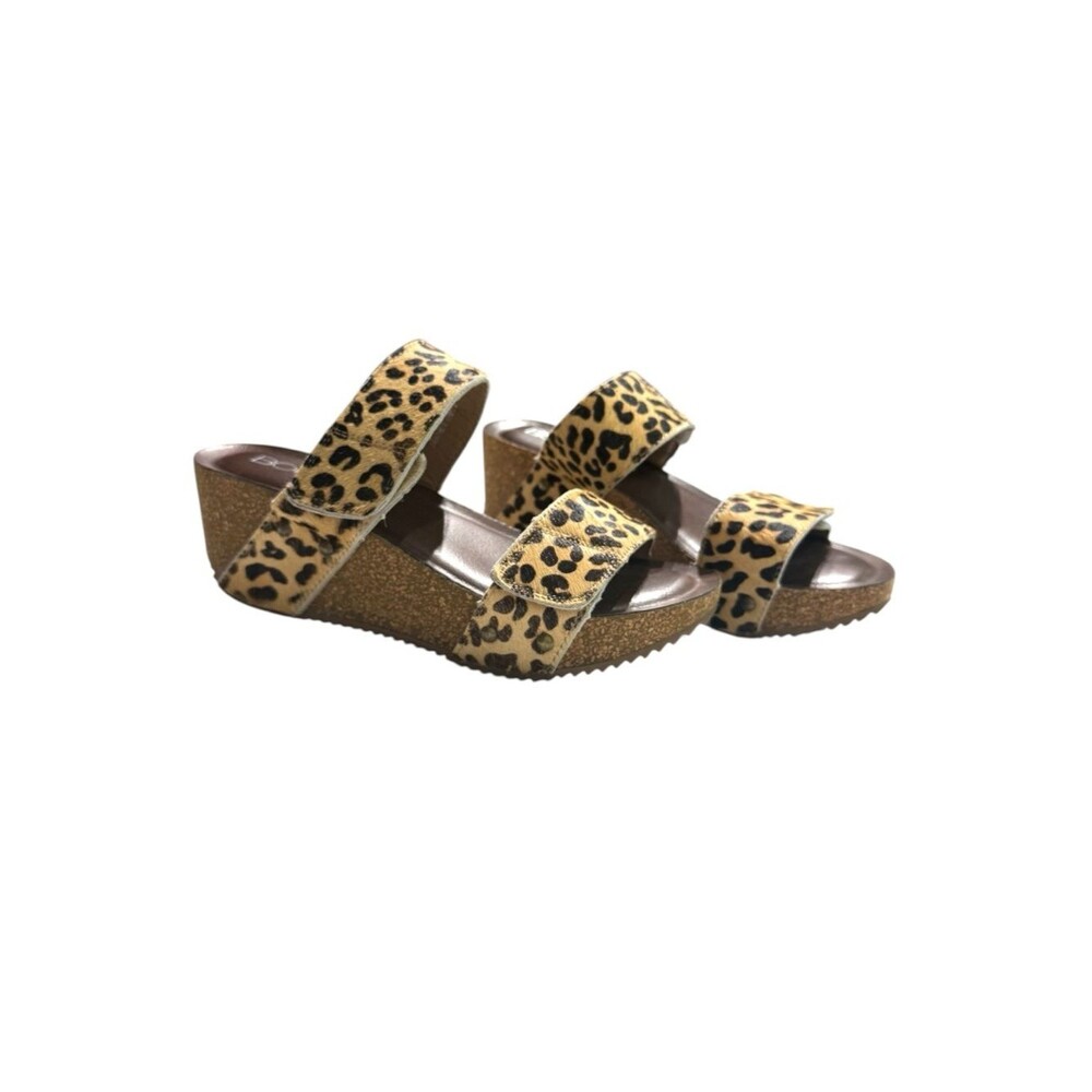 Corkys Wild Thing Leopard Pony Hair Cork Wedge Sandals Size 8